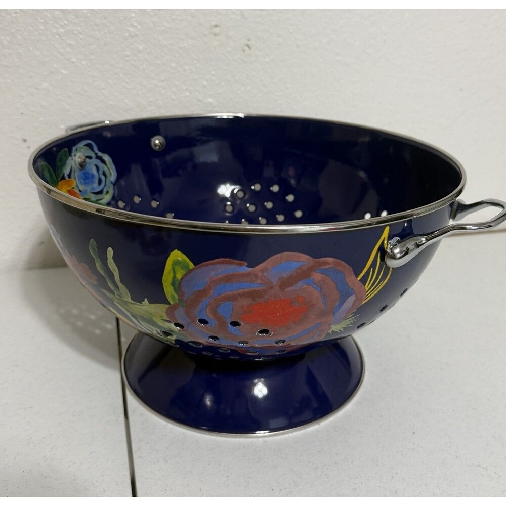 The Pioneer Woman Colander Classic Charm Strainer 5 Quart Blue Stainless Steel - Picture 3 of 10